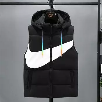 Slim-fit stand-up collar couple down cotton vest men s and women s black and white vest warm jacket couple trend vest L
