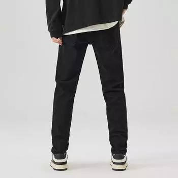 Slim-fitting Straight Jeans Men s Trousers Men s Handsome Casual Stretch Straight Trousers 28 чёрный