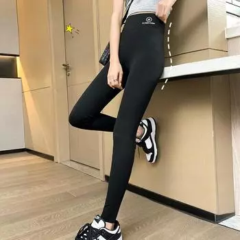 Узкие брюки Барби с высокой талией и подъемом ягодиц, женская верхняя одежда, брюки-акула, укороченные летающие брюки для занятий йогой M чёрный