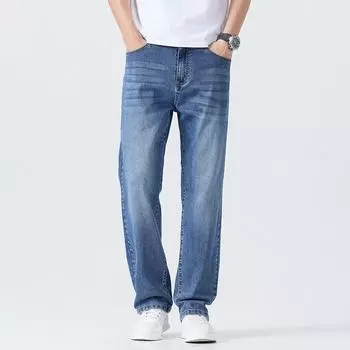 Slim Jeans Men Xinjiang Cotton Summer Thin Cotton Elastic Hang Loose Straight Trousers Men 28 синий