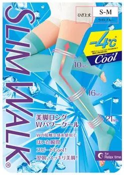 Slim Walk Beautiful Legs Long W Power Cool SM Compression Socks Slim Beautiful Leg Care Summer Light Blue