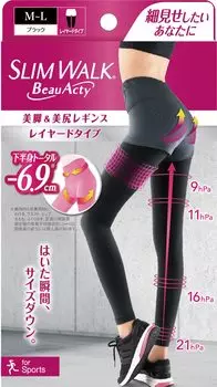 Slim Walk View Acty Красивые ноги Красивые ягодицы Леггинсы черного цвета Компрессионные леггинсы Компрессионные леггинсы и M~L чёрный