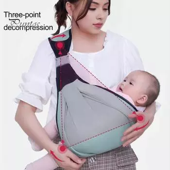 Слинг-кенгуру Большая грузоподъемность Безопасный регулируемый широкий ремень Меньше давления на плечо Экономия труда для прогулок на свежем воздухе для новорожденных зелёный