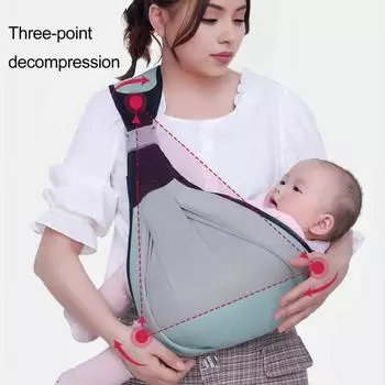 Слинг-кенгуру Большая грузоподъемность Безопасный регулируемый широкий ремень Меньше давления на плечо Экономит труд при ходьбе на открытом воздухе для новорожденных зелёный