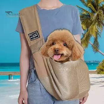 Слинг-переноска для собак для маленьких собак и кошек, сумка-слинг для домашних животных без рук, безопасная дышащая сетчатая ткань, дорожная сумка для щенка с карманом темно-синий