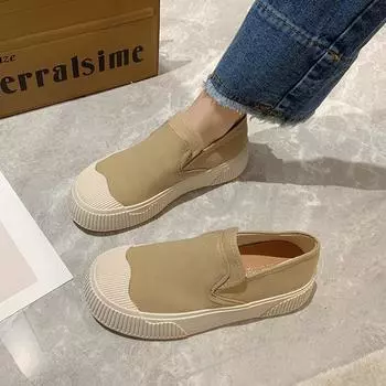 Туфли Slip on Lazy Single, женские, новые модные, на толстой подошве, парусиновые, женские, обувь для отдыха, обувь Lefu, весна 2024 г. 35 чёрный
