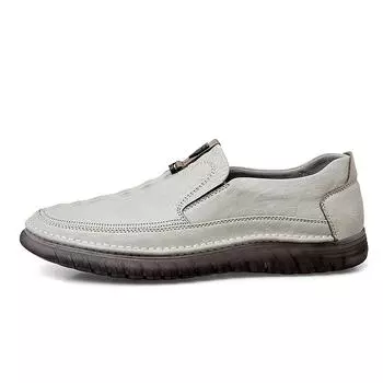 Slip On Men Loafers Microfiber Leather Casual Footwear For Man Transparent Sole Flats Shoes 38 серый