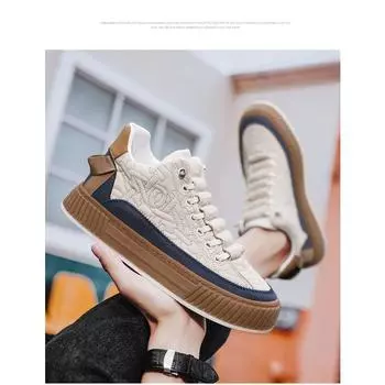 Slip-on Men s Shoes Spring Youth Sports Board Shoes Men Thick Soles Non-slip Work Casual Shoes 39