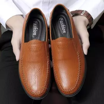 Slip on Mens Loafers Genuine Leather Casual Shoes Men Designer Man Mocasines Hot Sale Boat Shoes New Trend Male Driving Shoes 38 чёрный