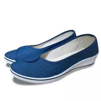 Слипоны на плоской танкетке Женская обувь Лоферы Женская обувь Повседневные кроссовки Хлопок Лето 2025 Высокое качество Акция Для ходьбы 34