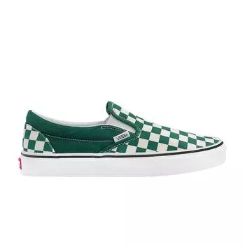 Слипоны Vans Classic Checkerboard — зеленые кроссовки унисекс, белые VN0A4U382NH