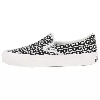 Слипоны Vans Comme des Garons x OG Classic с принтом CDG — Blanc De Blanc Кроссовки унисекс Белый Черный VN0A32QNUY6 38