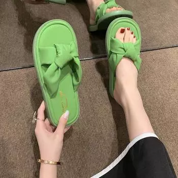 Slippers Casual Summer Ladies Shoes Low Top Ladies Beach Slippers Luxury Rubber Soft Sole Flats 2024 Shoes for Women Slippers 35 зелёный