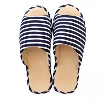 Slippers Comfort Border Room Shoes Blue cm [Oka] 24.5