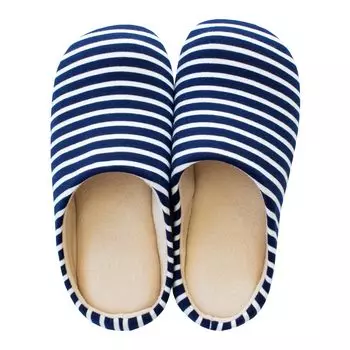 Slippers Comfort Border Room Shoes Blue cm [Oka] 24.5