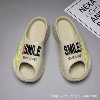 Slippers couple summer new non-slip outer wear sandals casual versatile thick bottom beach trend one-word 36-37 хаки