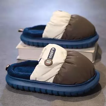 Slippers for Men Add Velvet Indoor Slippers Shoes for Men Platform Wear-resistant Soft and Comfortable Couple Women Home Shoe 40 темно-синий