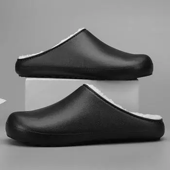 Slippers House Indoor Waterproof Winter Comfortable Cotton Footwear New Plus Velvet Keep Warm Soft Non-slip Wear-Resistant 38-39 чёрный