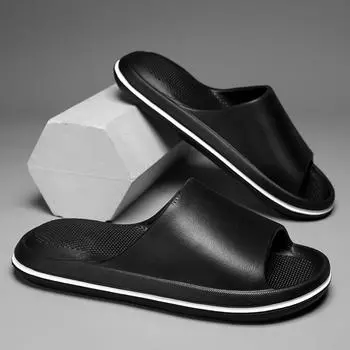 Slippers men s 2024 new summer wear thick sole stepping on shit feeling home non-slip sandals couple seaside beach shoes 36 чёрный