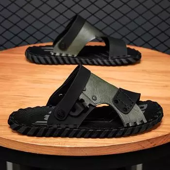 Slippers men s 2025 new summer men s trend versatile sports casual wear light stepping on shit feeling large size sandals 38 армия зеленый