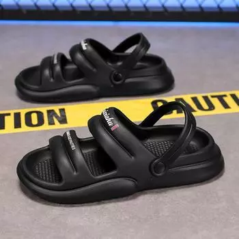 Slippers men s 2025 new summer wear non-slip and anti-odor Baotou casual and versatile outdoor sports beach sandals tide 36 чёрный