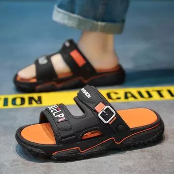 Slippers men s 2025 summer wear, anti-skid and deodorant when stepping on shit, men s dual-purpose platform sports beach sandals for driving 38