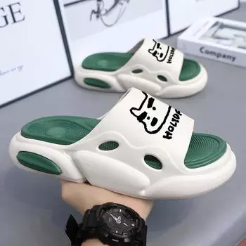 Slippers men s and women s new EVA slippers thick-bottomed one-word slippers foreign trade stepping on shit feeling high-grade slippers slippers 36-37 чёрный