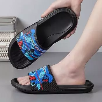 Slippers men s home summer cartoon men s drag non-slip soft bottom wear sandals slippers 39 чёрный