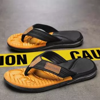 Slippers men s new 2025 summer casual outer wear light seaside wading wear-resistant men s beach pinch flip-flops 39 оранжевый