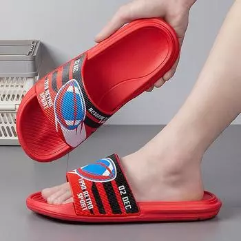 Slippers men s new EVA slippers household men s soft bottom stepping on shit feeling one word cartoon slippers slippers 39 чёрный