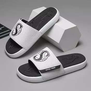 Slippers men s new high-end sense, wearing thick-soled household men s soft-soled cool slippers slippers 39 чёрный