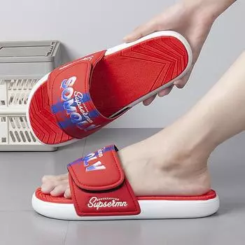 Slippers men s new slippers, wearing thick-soled household men s soft-soled red festive slippers slippers 39 красный