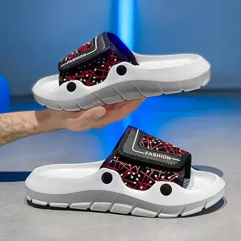 Slippers men s summer 2025 soft bottom non-slip stepping on shit wear-resistant sandals sports leisure wading beach one-word 36 белый