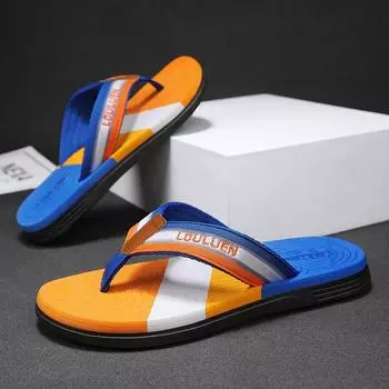 Slippers men s summer home flip-flops men s trend wear non-slip soft-soled Vietnamese beach casual sandals 39 сапфировый