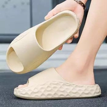 Slippers men s summer indoor home bathroom wear non-slip thick-soled sandals go out to step on shit feeling sports beach sandals 40 бежевый