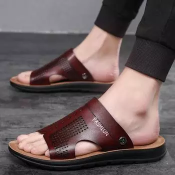 Slippers men s summer new British style sandals large size casual beach sandals men s manufacturer 38 темно-синий