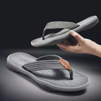 Slippers Men Shoes Summer Breathable Beach Shoes For Men Slippers Men Flip Flops Big Size 47 Match Color Non-slip Single Shoes 40 коричневый