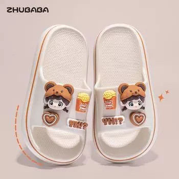 slippers summer cartoon boys and girls home indoor non-slip cute little girl outside wearing medium and older cool slippers 175 [Shoe inner length 17cm] European 24-25 розовый