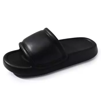 Slippers summer home non-slip one-word slippers men s outer wear bathroom couple thick-soled men s sports cool slippers 40-41 чёрный