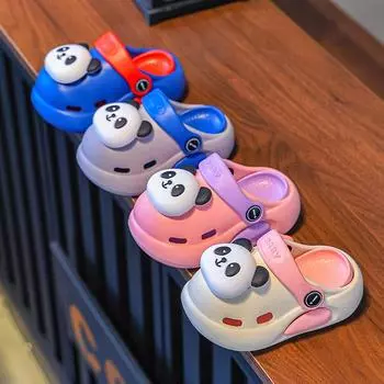 slippers summer new cute cartoon panda soft sole wear-resistant baby indoor boys and girls hole shoes 21-22 yards розовый