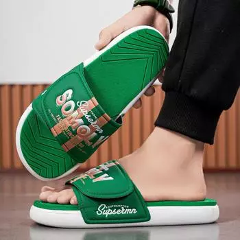 Slippers summer new men s thick bottom stepping on shit feeling one-word drag wear fashion sports couple sandals 39