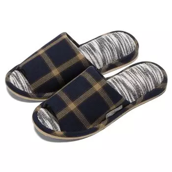 Slippers Waffle Ash Check Navy cm [Nippon Slippers] 25.5