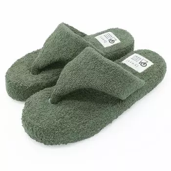 Slippers Washable Yori Cotton Pile Tongs Khaki M Size [Okumura]