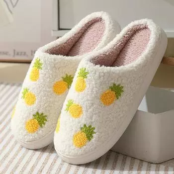 Slippers Women Cute Fruit Women Winter Indoor Warm Soft Sole Breathable Comfortable Non-slip Bedroom Casual Flats Cotton Shoes 36-37