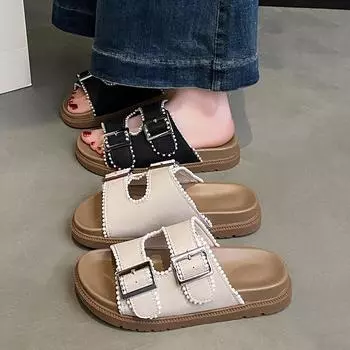 Slippers Women Outer Wear Summer Tide with One Word Drag Casual Beach Sandal Slippers Women Fashion Women Summer Shoes Breathable for Hot Weather 35