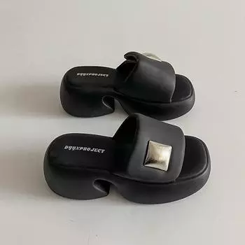 Slippers women s new summer wear high-end thick-soled Velcro one-word drag with skirt sandals 35