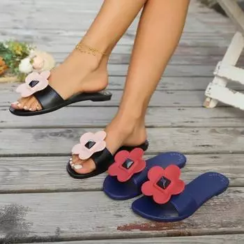 Slippers Women s Summer Clothing Fashion Flowers Drag Cool Slippers Waterproof Crystal Beach Slippers 36 синий