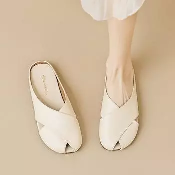 Тапочки Женские летние сандалии на плоской подошве 35 абрикосовый