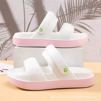 Slippers women s summer new women s soft thick bottom heightening one-word drag casual wear soft bottom beach cool slippers 35-36 белый