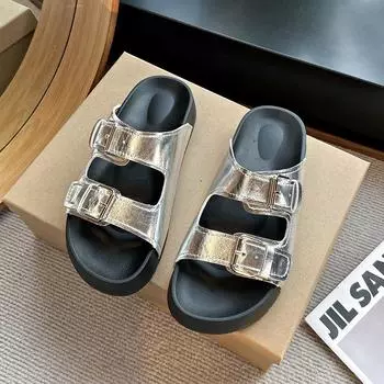 Slippers women s summer outer wear new thick-soled casual non-slip soft-soled beach one-word sandals retro vacation shoes 35